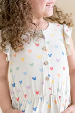 Flutter Sleeve Romper in Pastel Mickey Mouse