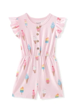 Flutter Sleeve Romper in Sakura Ice Cream