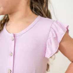 Flutter Sleeve Romper in Thistle