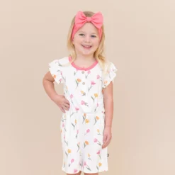 Flutter Sleeve Romper in Tulip