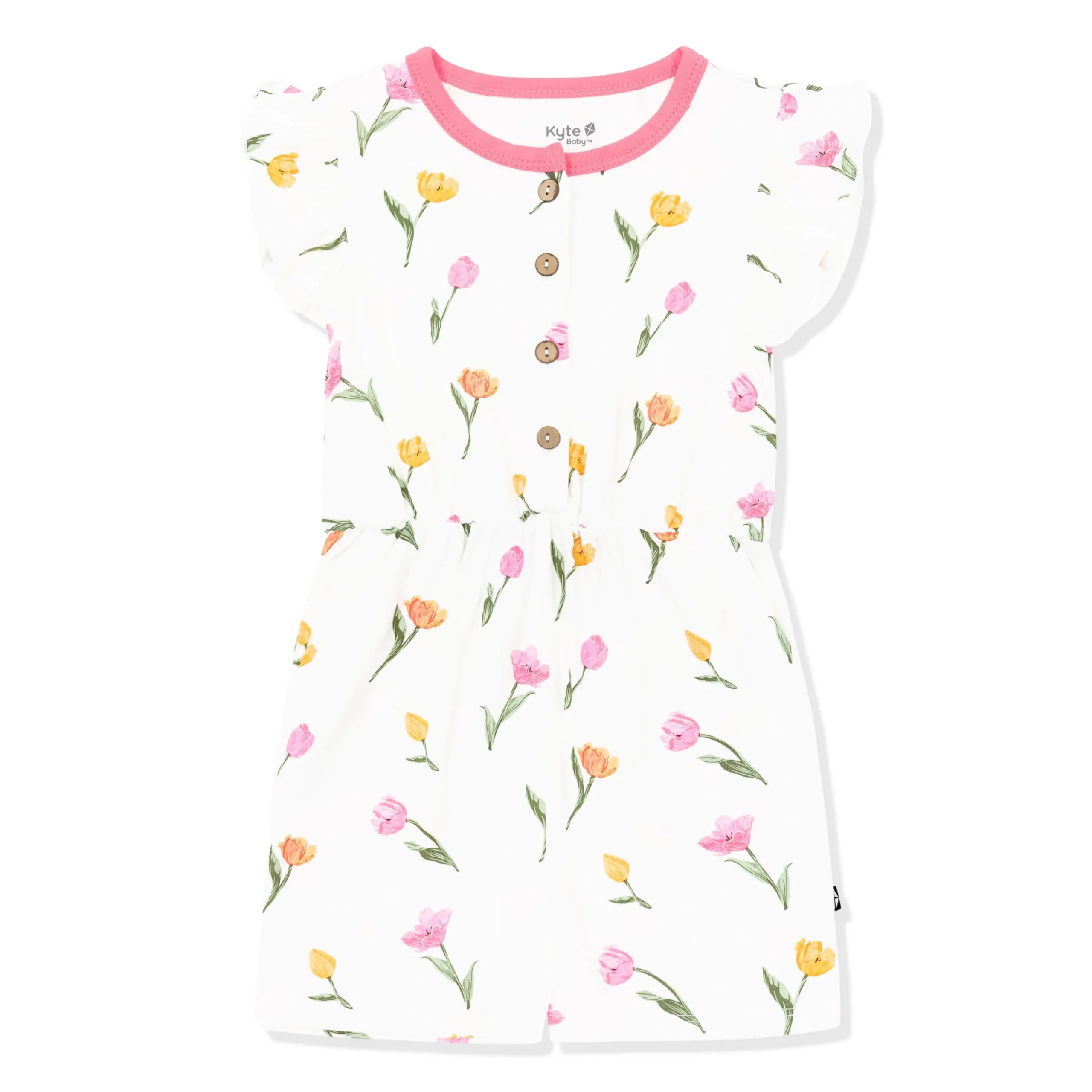 Flutter Sleeve Romper in Tulip