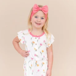 Flutter Sleeve Romper in Tulip