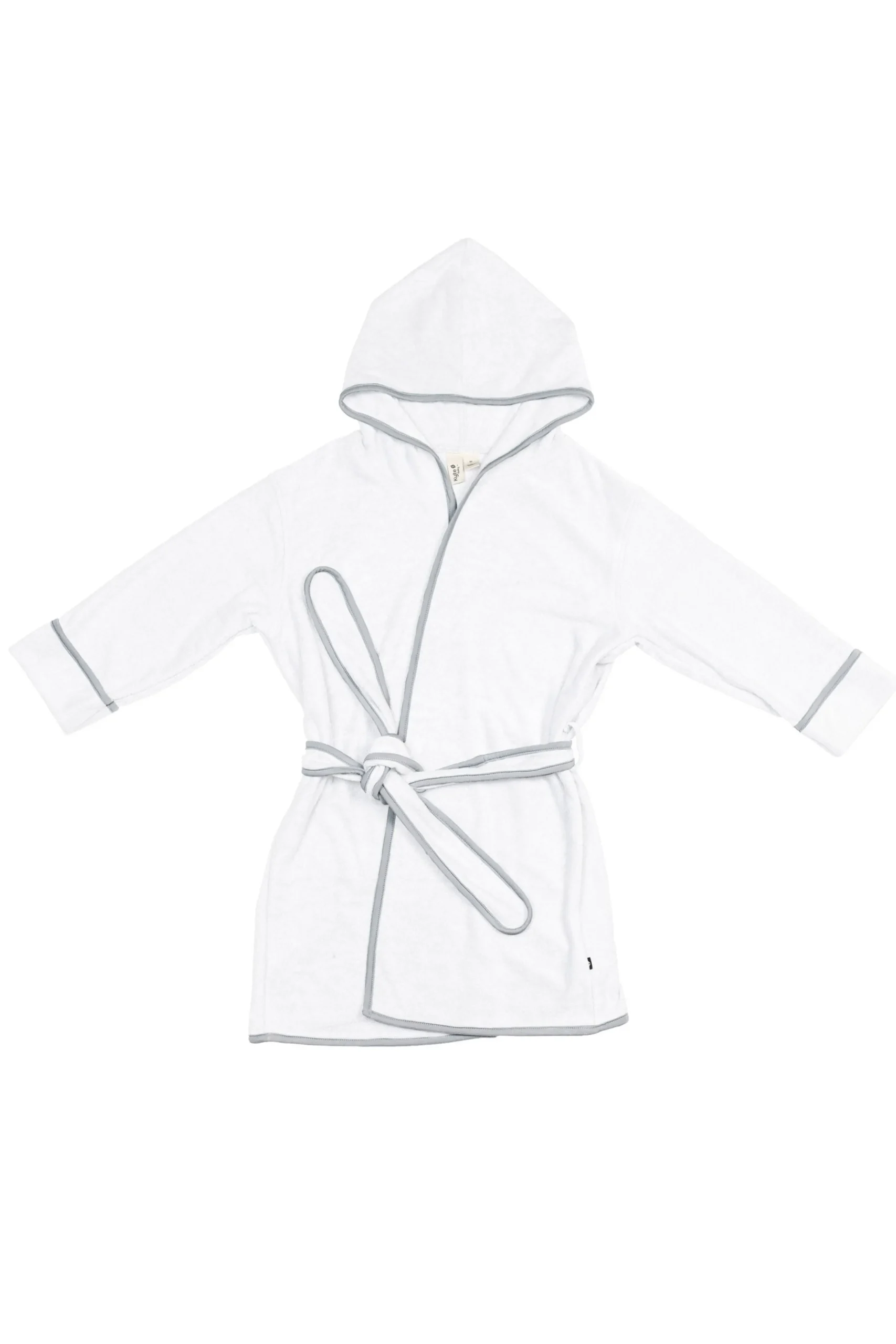 Hooded Bath Robe in Cloud with Storm Trim
