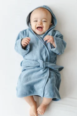 Hooded Bath Robe in Slate