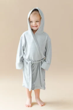 Hooded Bath Robe in Storm