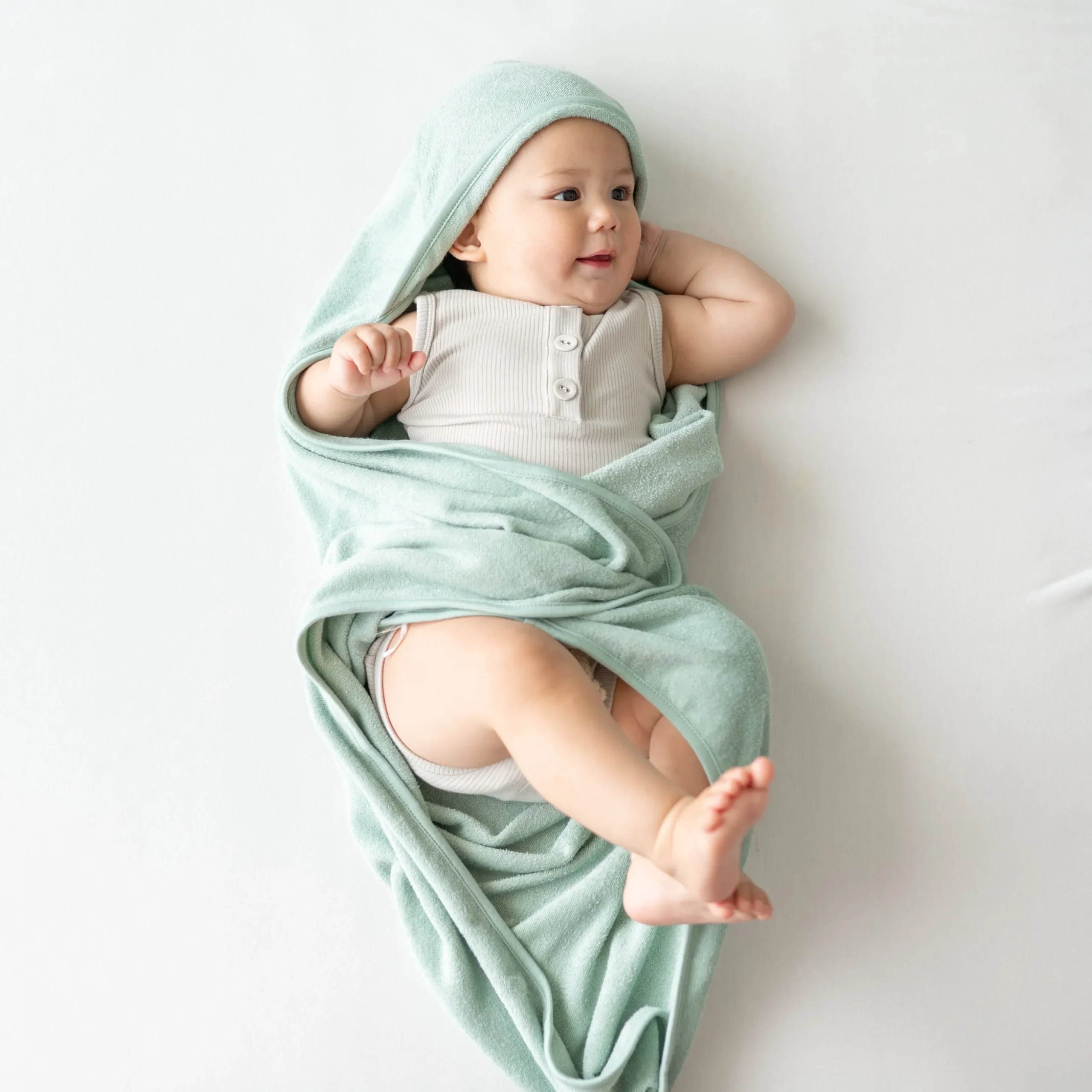 Hooded Bath Towel in Sage