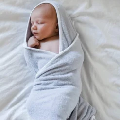 Hooded Bath Towel in Storm with Cloud Trim