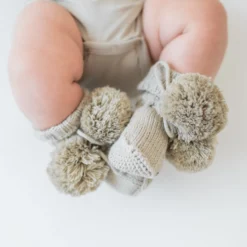 Knit Booties in Almond