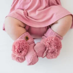 Knit Booties in Apple Blossom