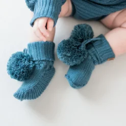 Knit Booties in Atlantic
