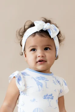 Knotted Bow Headband in Toile Safari
