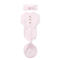 Knotted Gown with Bow Set in Small Sakura Stripe