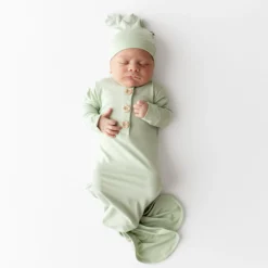 Knotted Gown with Hat Set in Basil