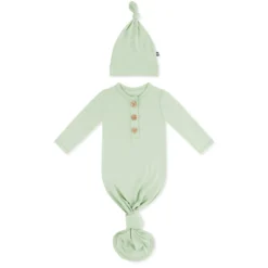 Knotted Gown with Hat Set in Basil