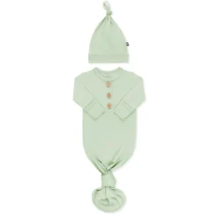 Knotted Gown with Hat Set in Basil