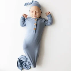 Knotted Gown with Hat Set in Slate