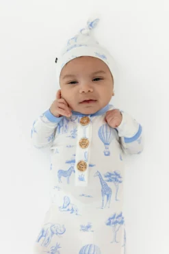 Knotted Gown with Hat Set in Toile Safari