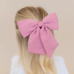 Large Alligator Clip Bow in Apple Blossom