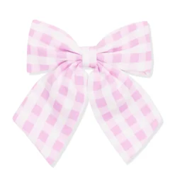 Large Alligator Clip Bow in Gingham Thistle