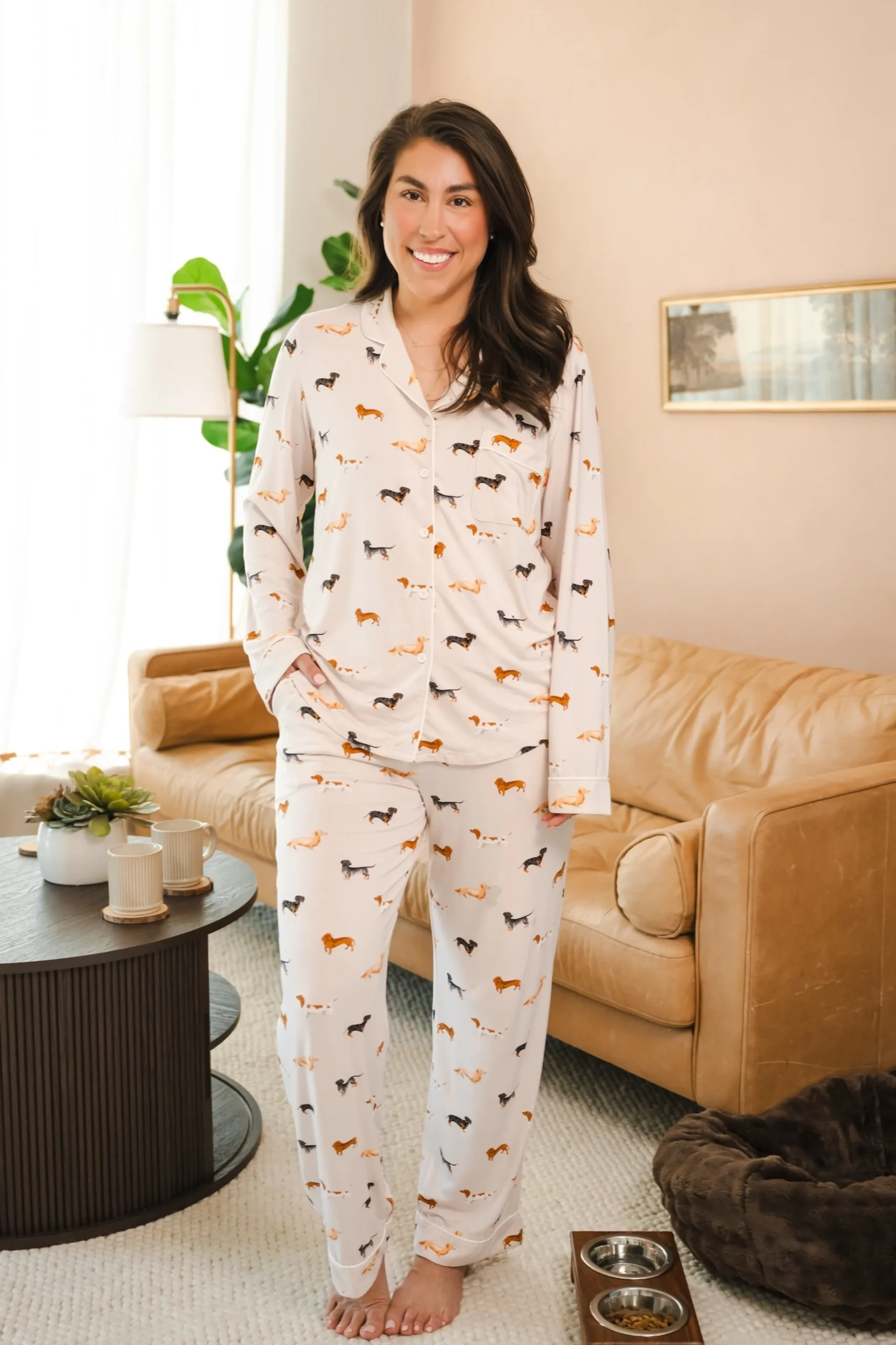 Long-Sleeved Women's Pajama Set in Dachshund