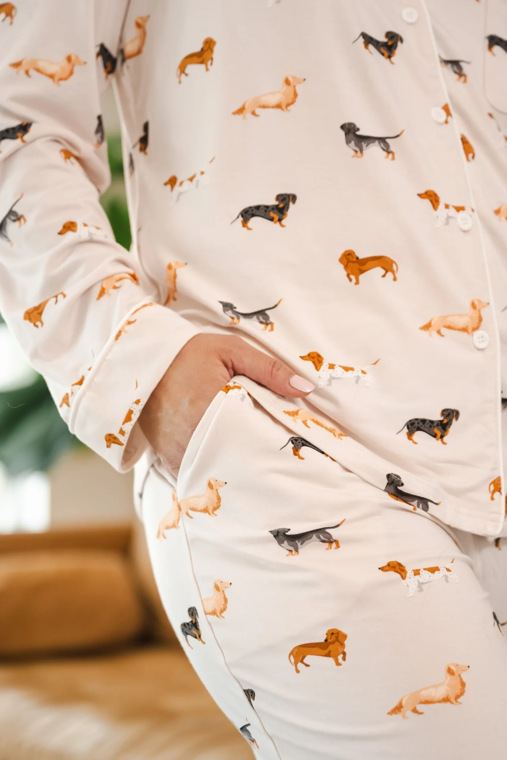 Long-Sleeved Women's Pajama Set in Dachshund