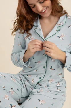 Long-Sleeved Women's Pajama Set in Mallard Duck