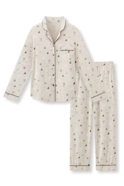 Long-Sleeved Women's Pajama Set in Starry Icon