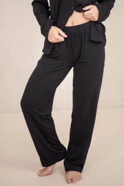 Long-Sleeved Women's Pajama Set in Midnight with Midnight Trim