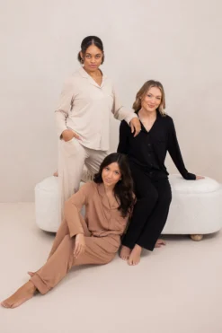 Long-Sleeved Women's Pajama Set in Midnight with Midnight Trim