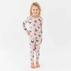 Long Sleeve Pajamas in Blush Butterfly