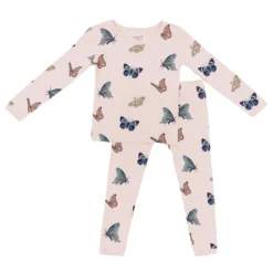 Long Sleeve Pajamas in Blush Butterfly