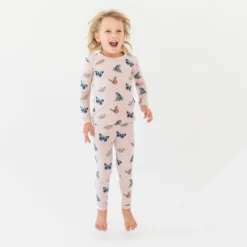 Long Sleeve Pajamas in Blush Butterfly