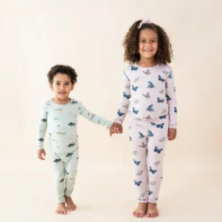 Long Sleeve Pajamas in Blush Butterfly