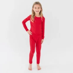 Long Sleeve Pajamas in Cardinal