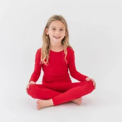 Long Sleeve Pajamas in Cardinal