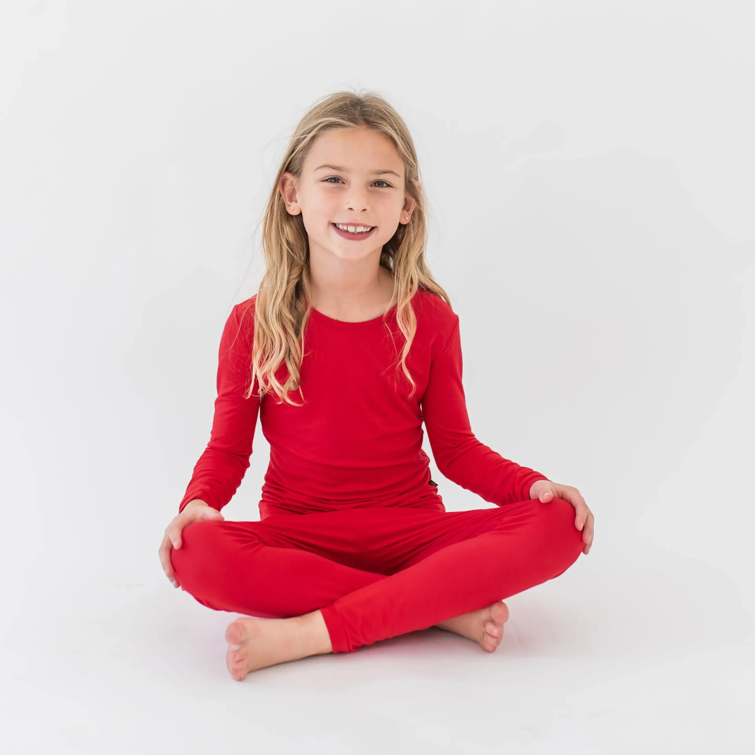 Long Sleeve Pajamas in Cardinal