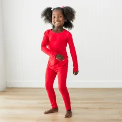 Long Sleeve Pajamas in Cardinal
