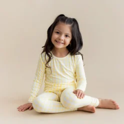 Long Sleeve Pajamas in Gingham Chamomile