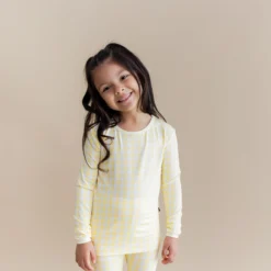 Long Sleeve Pajamas in Gingham Chamomile