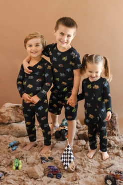 Long Sleeve Pajamas in Monster Truck