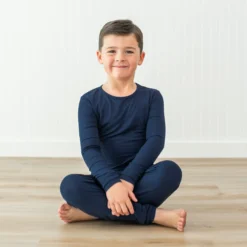 Long Sleeve Pajamas in Navy