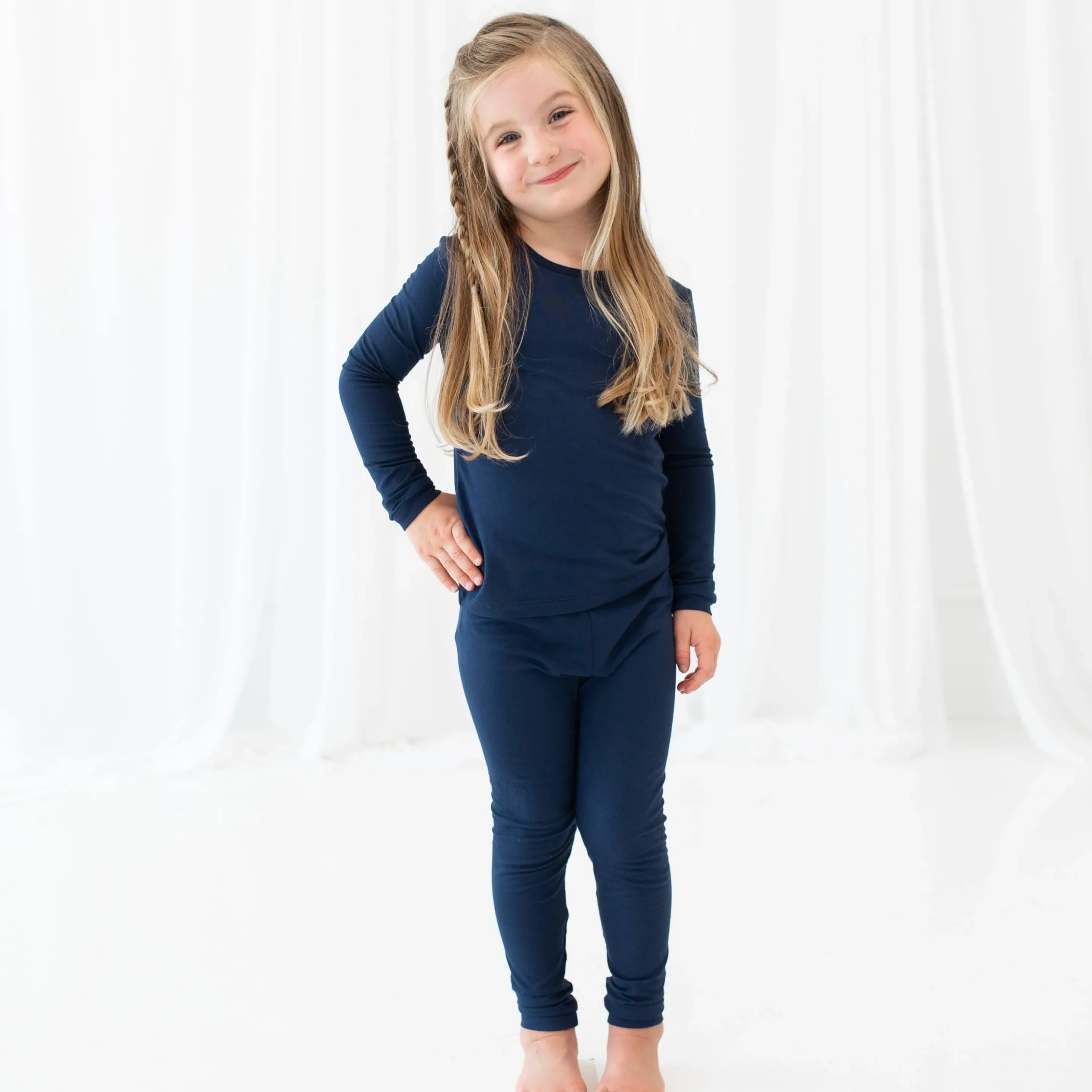 Long Sleeve Pajamas in Navy