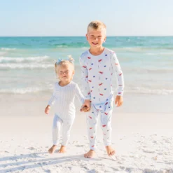Long Sleeve Pajamas in Small Mist Stripe
