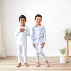 Long Sleeve Pajamas in Small Mist Stripe