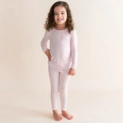 Long Sleeve Pajamas in Small Sakura Stripe
