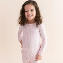 Long Sleeve Pajamas in Small Sakura Stripe