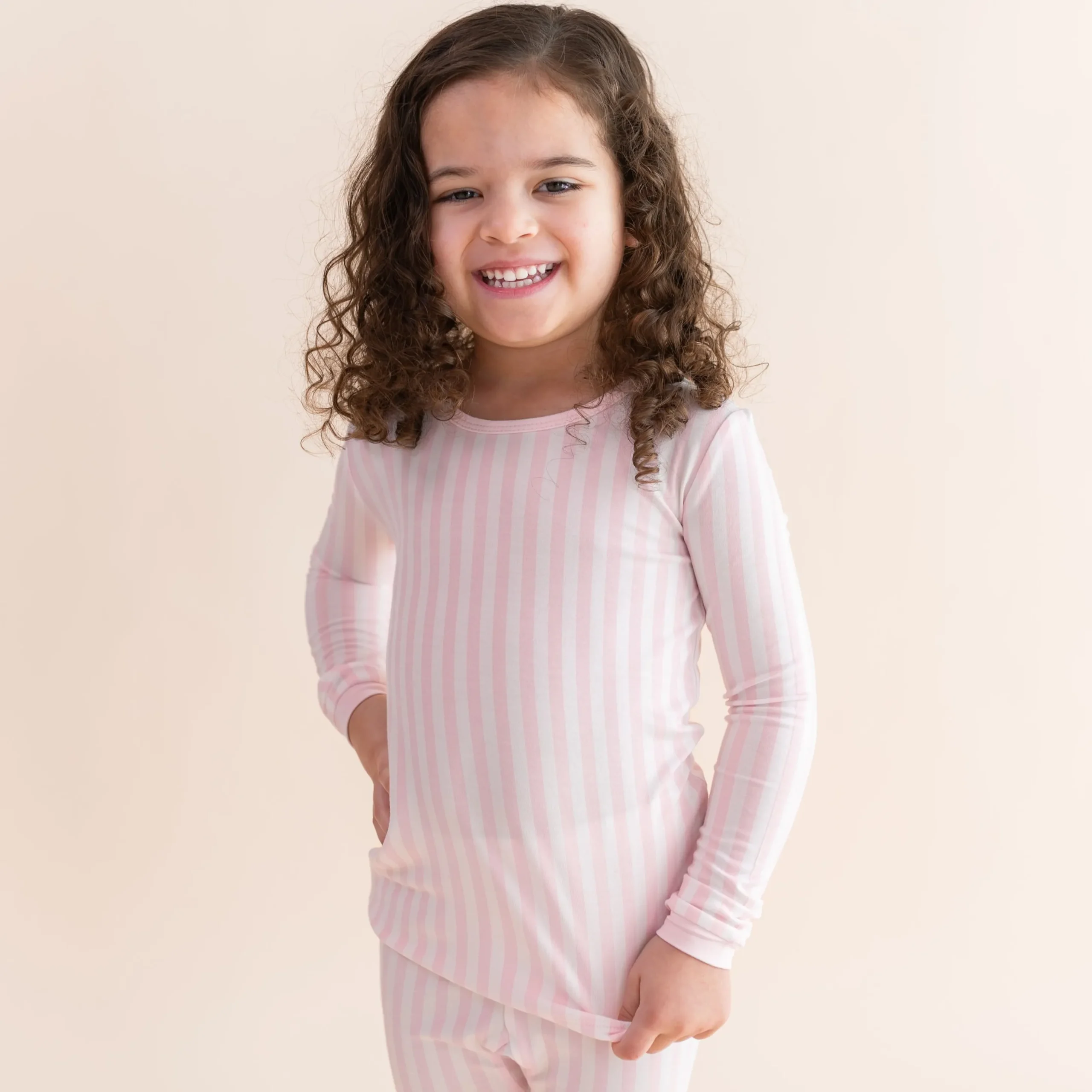 Long Sleeve Pajamas in Small Sakura Stripe