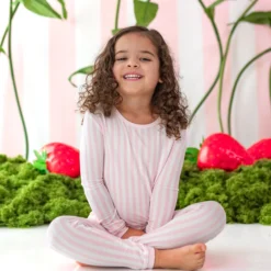 Long Sleeve Pajamas in Small Sakura Stripe