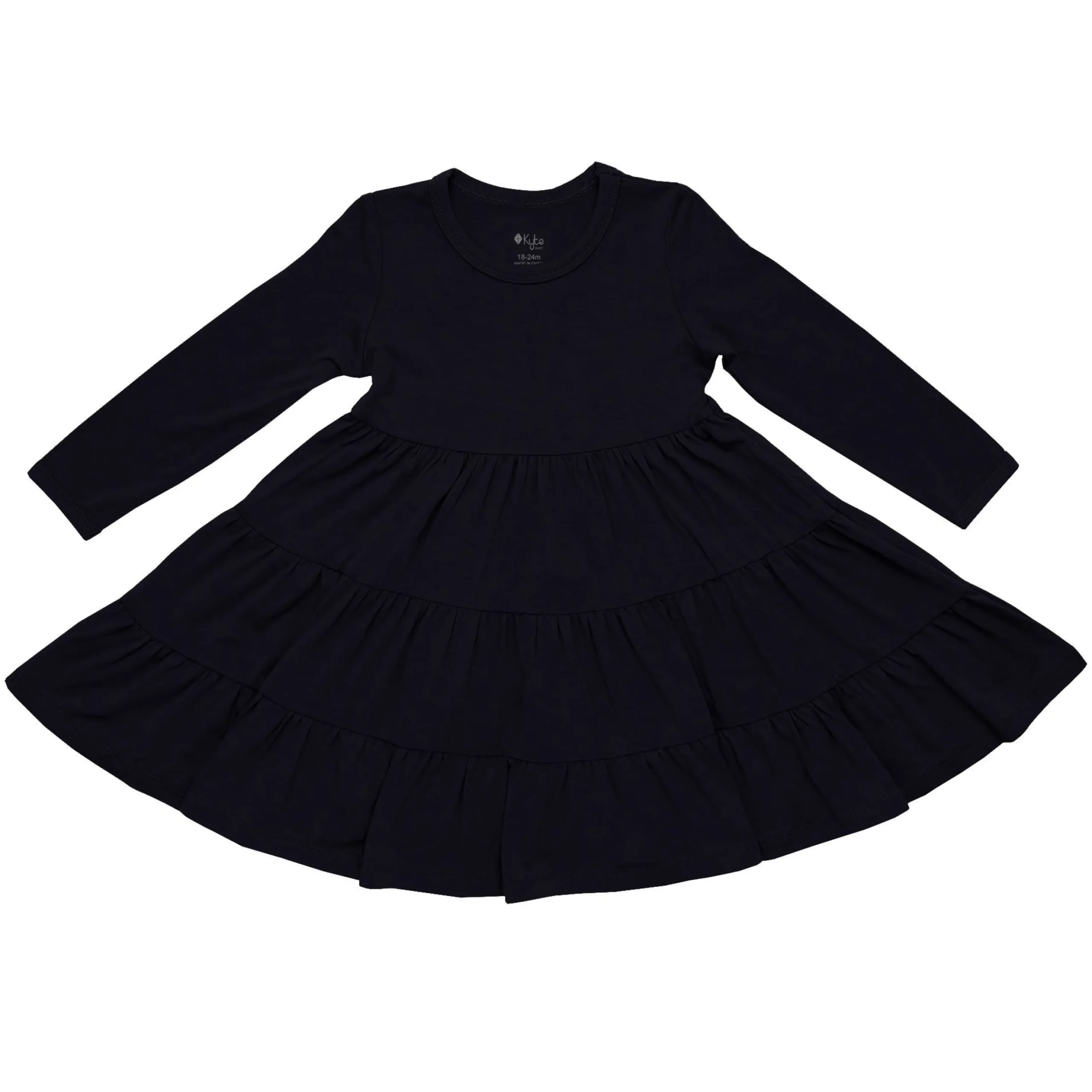 Long Sleeve Tiered Dress in Midnight