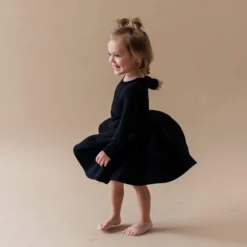 Long Sleeve Tiered Dress in Midnight